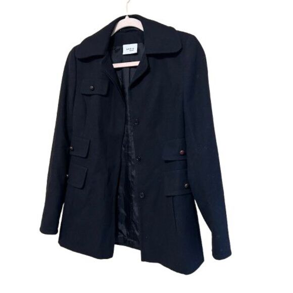 Akris Punto Wool Blend Coat Womens US 4 FR 36 Black Button Up Pockets Lined - Picture 2 of 8